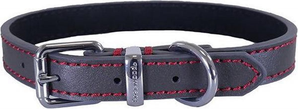 ROSEWOOD HALSBAND HOND LEER DONKERGRIJS 56-66 CM
