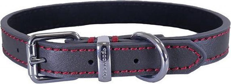 ROSEWOOD HALSBAND HOND LEER DONKERGRIJS 56-66 CM