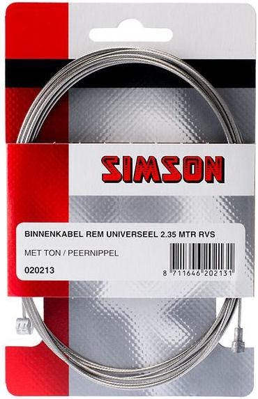 Rem binnenkabel Simson RVS met 2 nippels - universeel