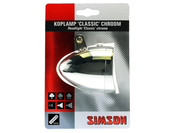 Simson Batterij Koplamp Classic - chroom