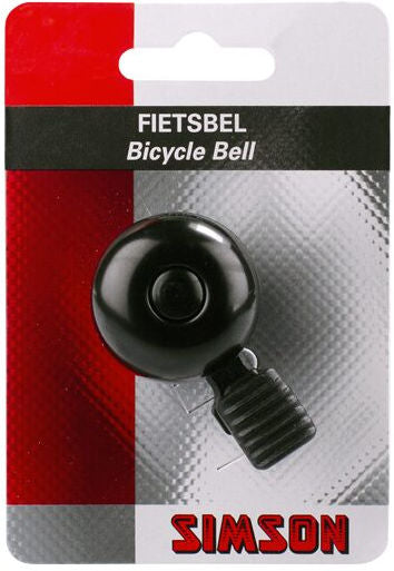 Simson fietsbel Mini 32mm met vaste kunststof bevestiging - zwart