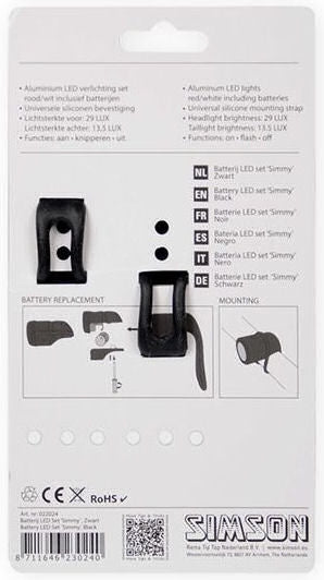 Simson Batterij LED set ''Simmy'' - zwart/zwart