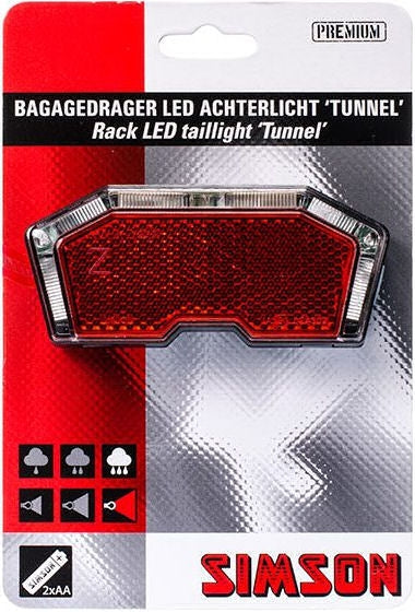 Batterij bagagedrager achterlicht Simson Tunnel 3 LED - Auto/On/Off