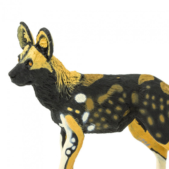 Afrikaanse wilde hond junior 9 cm rubber zwart/wit/bruin