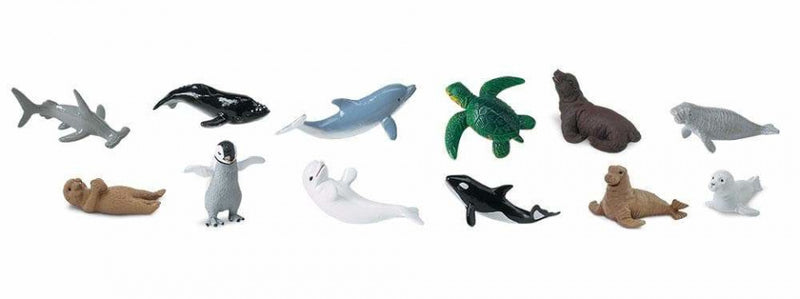 speelset Baby sea life Toob wit/grijs/zwart/groen 12-delig