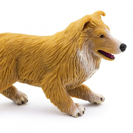 Collie puppy junior 8 cm rubber bruin/wit