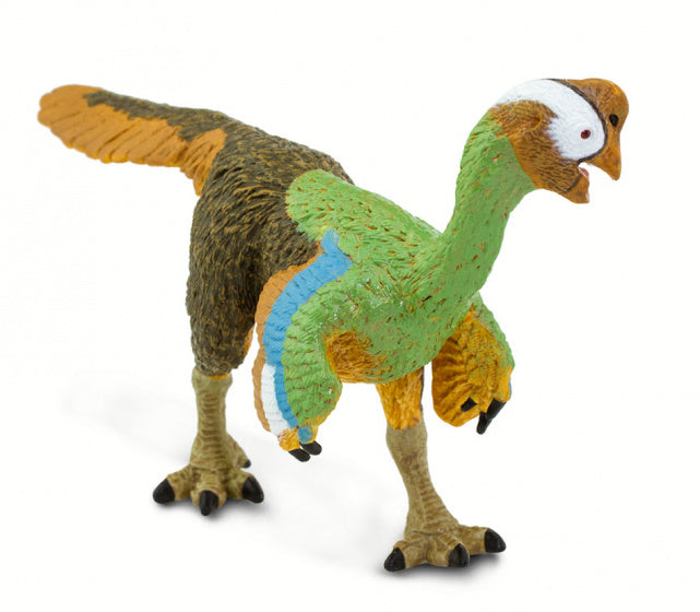 dinosaurus Citipati junior 17 cm rubber wit/bruin/groen/blauw