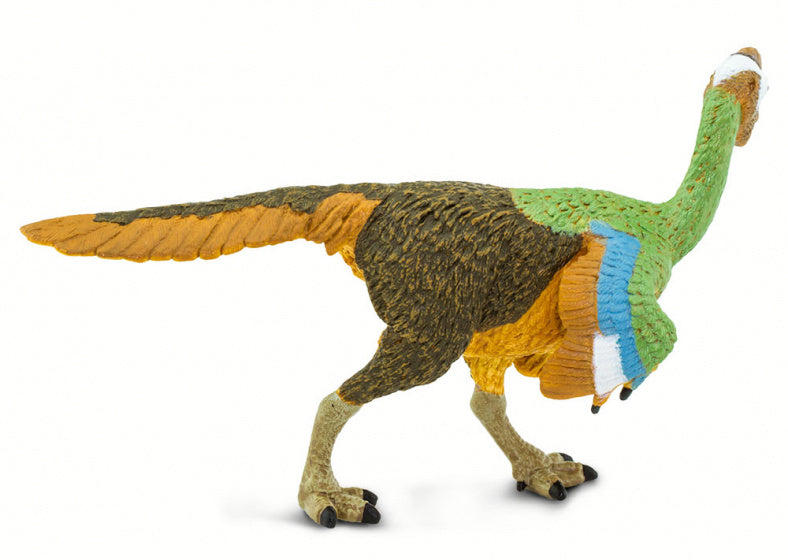 dinosaurus Citipati junior 17 cm rubber wit/bruin/groen/blauw