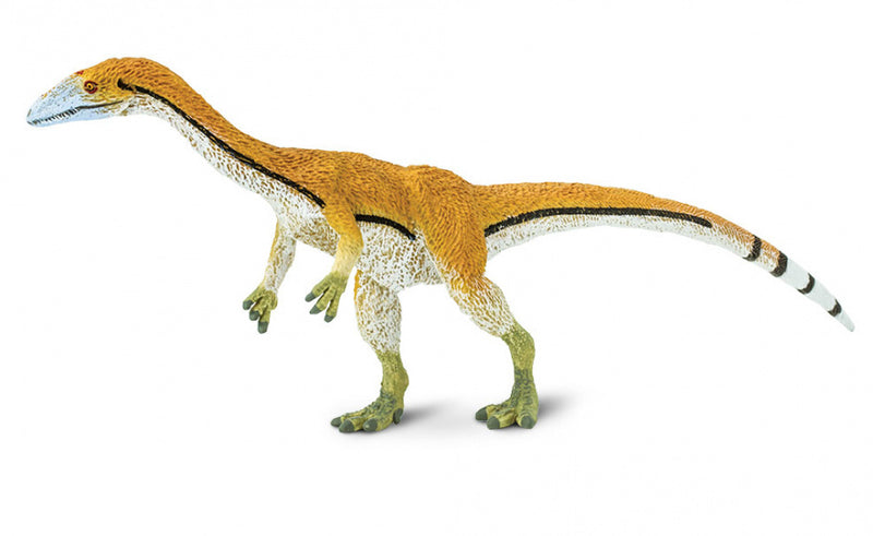 dinosaurus Coelophysis junior 18 cm rubber bruin/zwart/wit