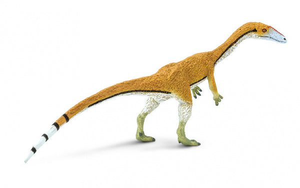 dinosaurus Coelophysis junior 18 cm rubber bruin/zwart/wit