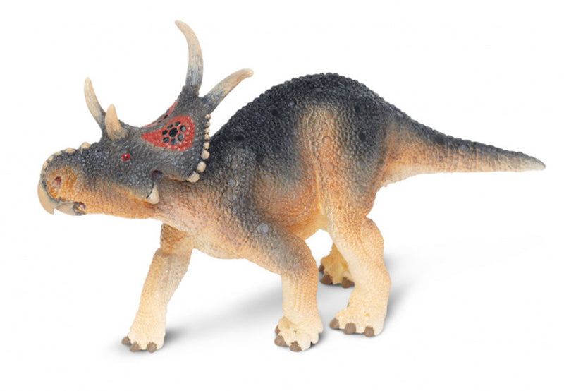 dinosaurus Diabloceratops junior 15 cm rubber zwart/bruin/rood