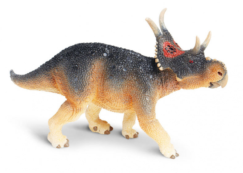 dinosaurus Diabloceratops junior 15 cm rubber zwart/bruin/rood