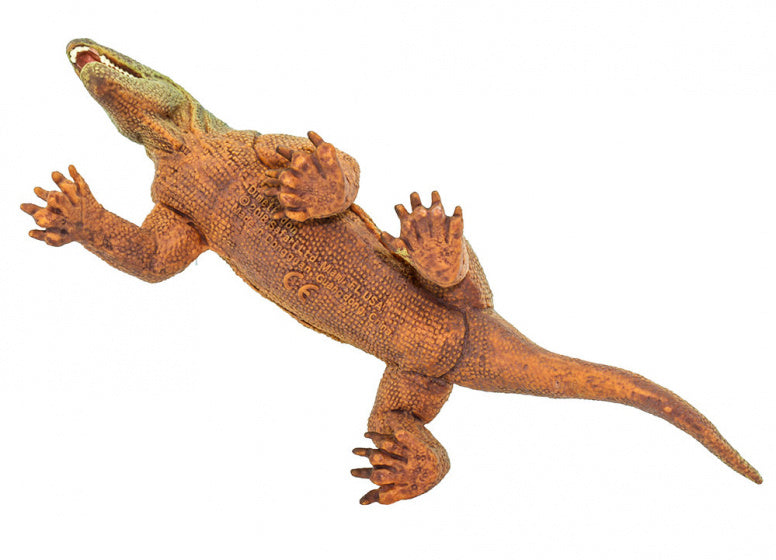 dinosaurus Dimetrodon junior 18 cm rubber bruin/geel/rood/zwart