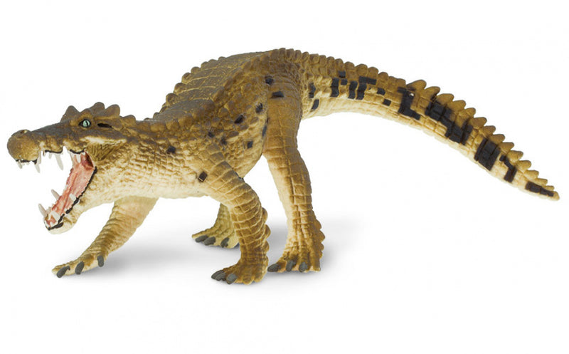 dinosaurus Kaprosuchus junior 21 cm rubber bruin/ zwart