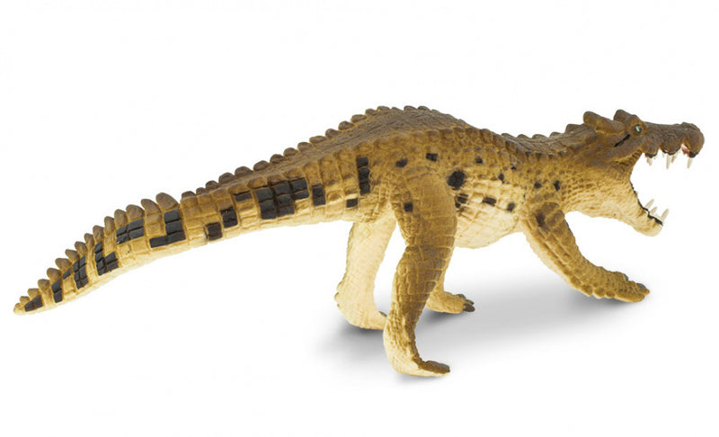 dinosaurus Kaprosuchus junior 21 cm rubber bruin/ zwart