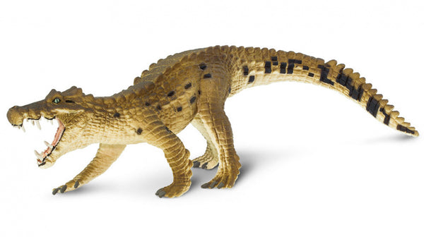 dinosaurus Kaprosuchus junior 21 cm rubber bruin/ zwart