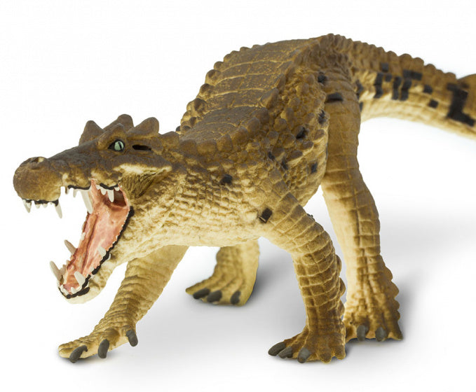 dinosaurus Kaprosuchus junior 21 cm rubber bruin/ zwart