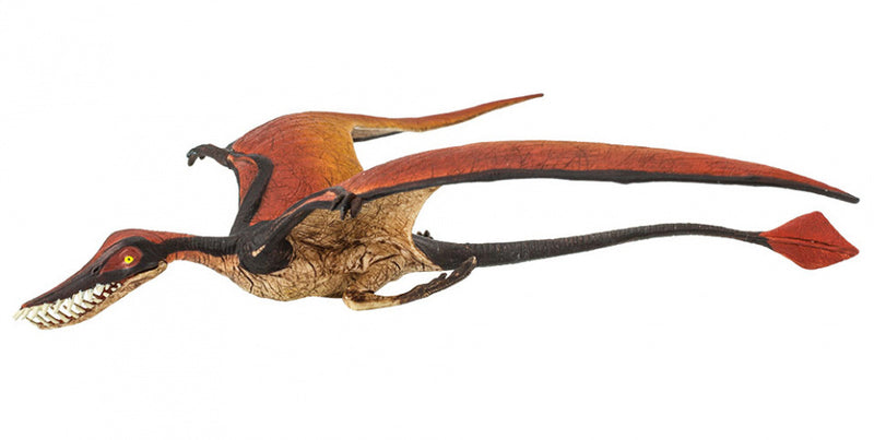 dinosaurus Ramphorhynchus junior 18 cm rubber bruin/rood