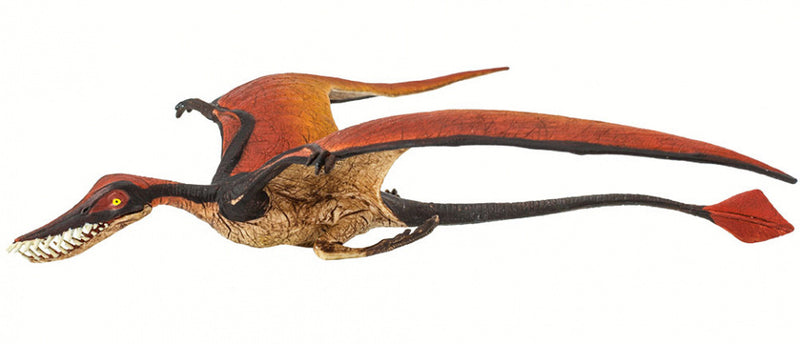 dinosaurus Ramphorhynchus junior 18 cm rubber bruin/rood