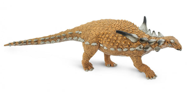 dinosaurus Sauropelta junior 18 cm rubber lichtbruin/grijs