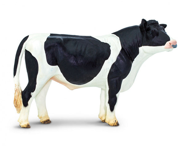 Holstein stier junior 13 cm rubber zwart/wit