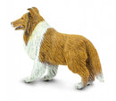 hond collie junior 10 cm rubber bruin/wit