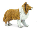 hond collie junior 10 cm rubber bruin/wit