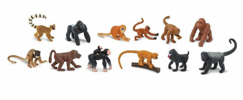 speelset Monkeys & apes Toob junior bruin/ zwart 12-delig