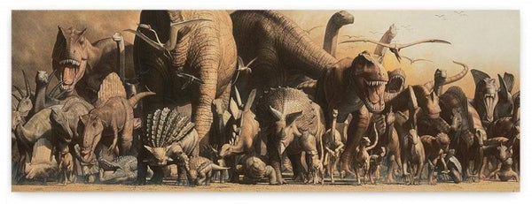 poster Deluxe Dinosaurus Panorama 162,5 x 58,4 cm bruin