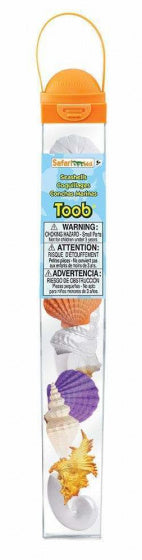 speelset Seashells Toob wit/geel/oranje/paars 8-delig