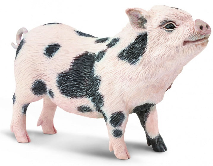 speeldier hangbuikbiggetje 13,25 cm roze/zwart