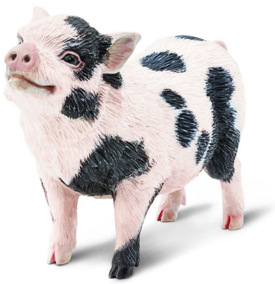 speeldier hangbuikbiggetje 13,25 cm roze/zwart