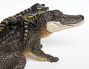 speeldieren alligator met jongen 29,2 cm groen/bruin