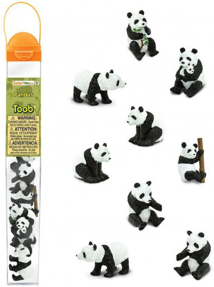 speelfigurenset Pandas junior zwart/wit 9-delig
