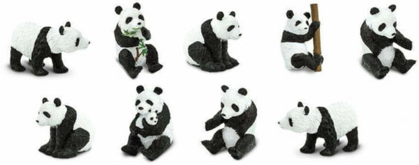 speelfigurenset Pandas junior zwart/wit 9-delig