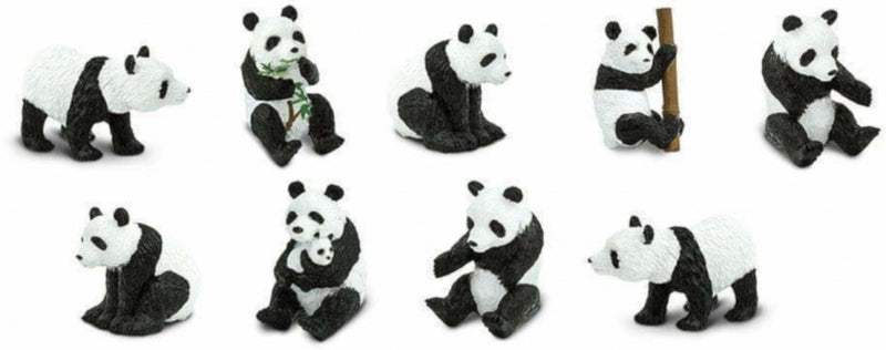 speelfigurenset Pandas junior zwart/wit 9-delig