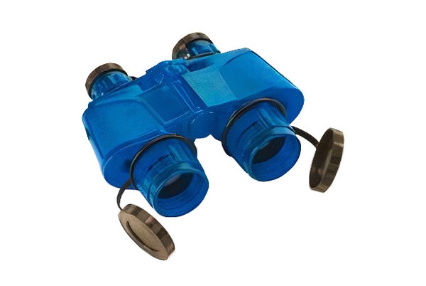 verrekijker met opbergdoos 15 x 14 cm blauw/transparant