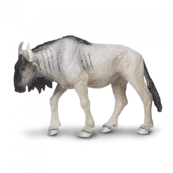 wilde dieren Blauwe gnoe junior 12 cm grijs/zwart