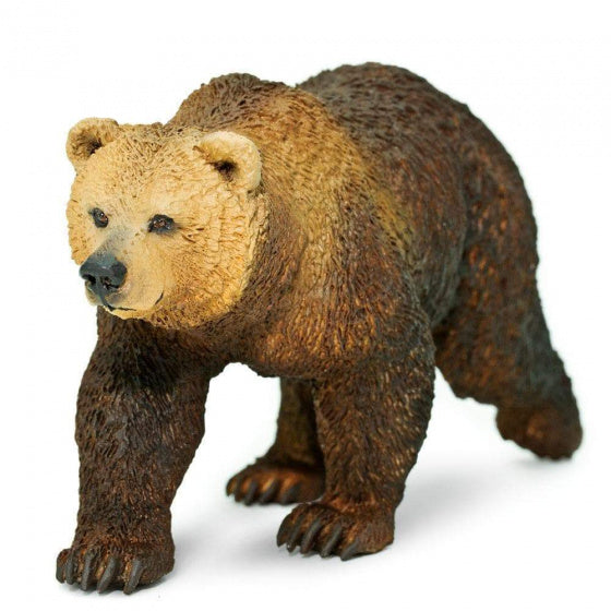 wilde dieren Grizzlybeer junior 12 cm bruin