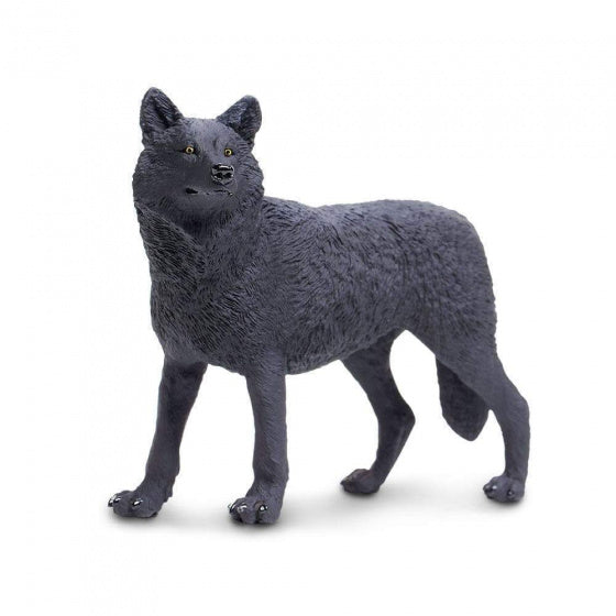wilde dieren Wolf junior 13,5 cm zwart