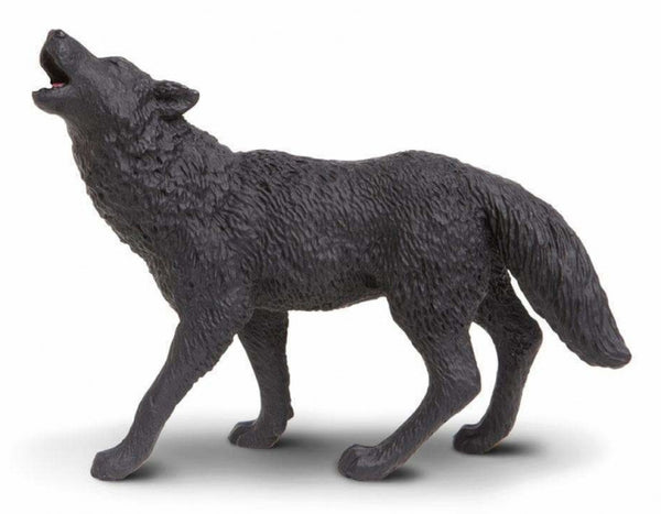 wilde dieren Wolf junior 9,5 cm zwart