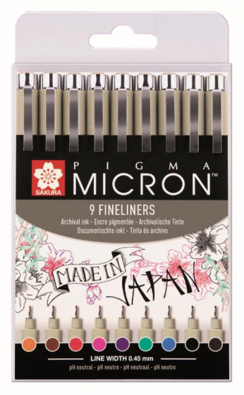 Sakura Pigma Micron 05 Etui met 9 Kleuren