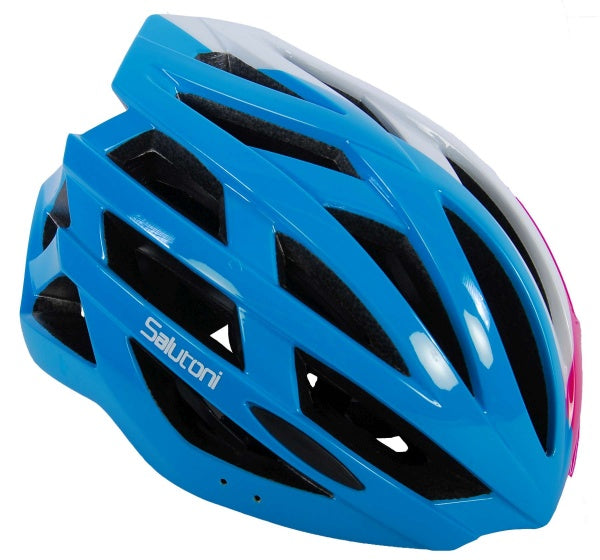 Fietshelm Salutoni 58-61 cm dames - blauw/wit/roze