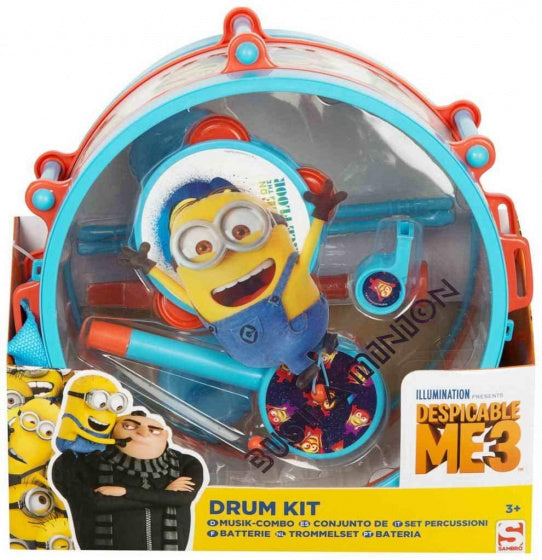 trommelset Minions junior 29 cm blauw/rood 9-delig