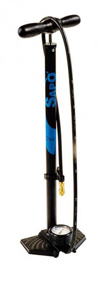 fietspomp One met manometer zwart/blauw