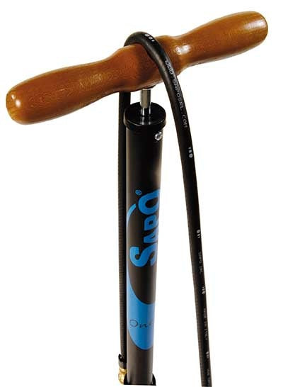 fietspomp One met manometer zwart/blauw