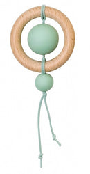 bijtring hout en siliconen 7 cm mintgroen