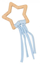 bijtring Shooting Star 9,5 cm beukenhout/katoen blauw