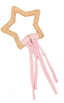 bijtring Shooting Star 9,5 cm beukenhout/katoen roze