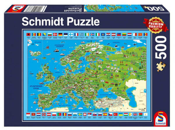 legpuzzel Ontdek Europa karton blauw/groen 500 stukjes